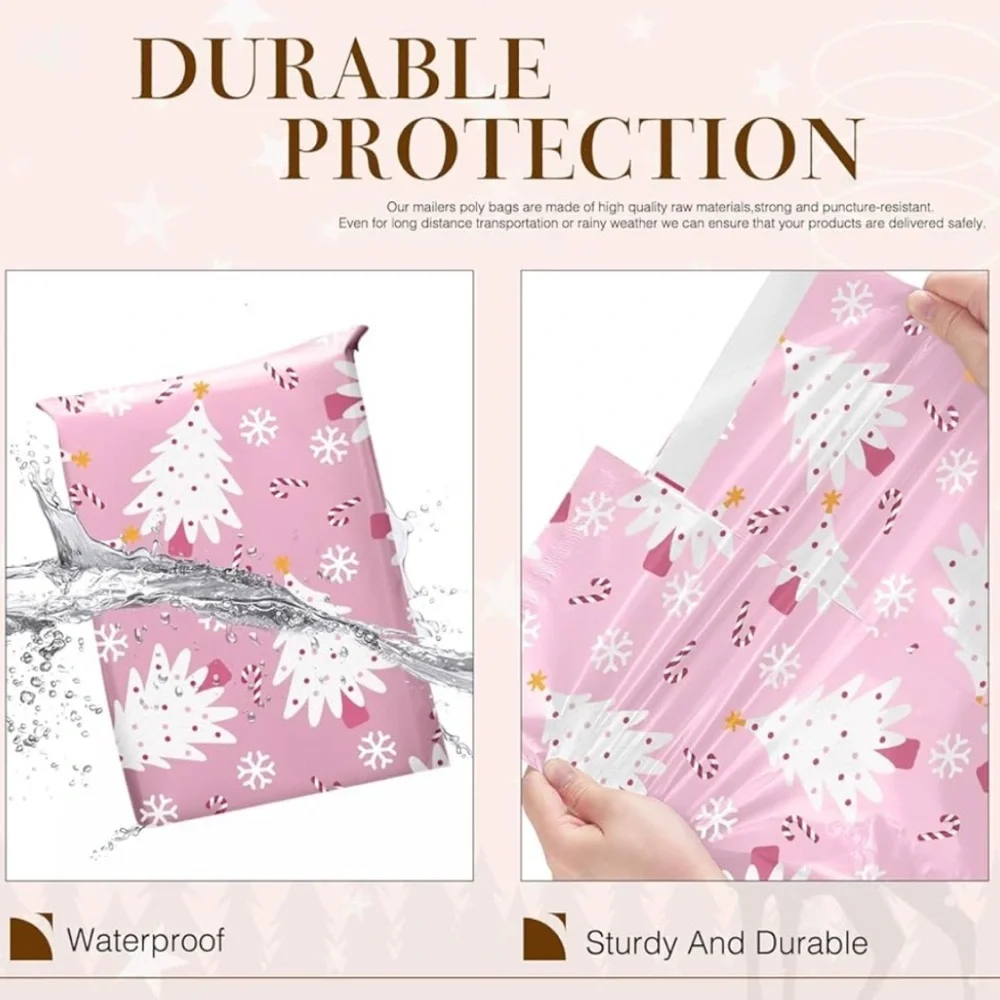 10Pk 10x13 Christmas Trees Candy Canes Snowflakes Poly Mailers Shipping Bags Set